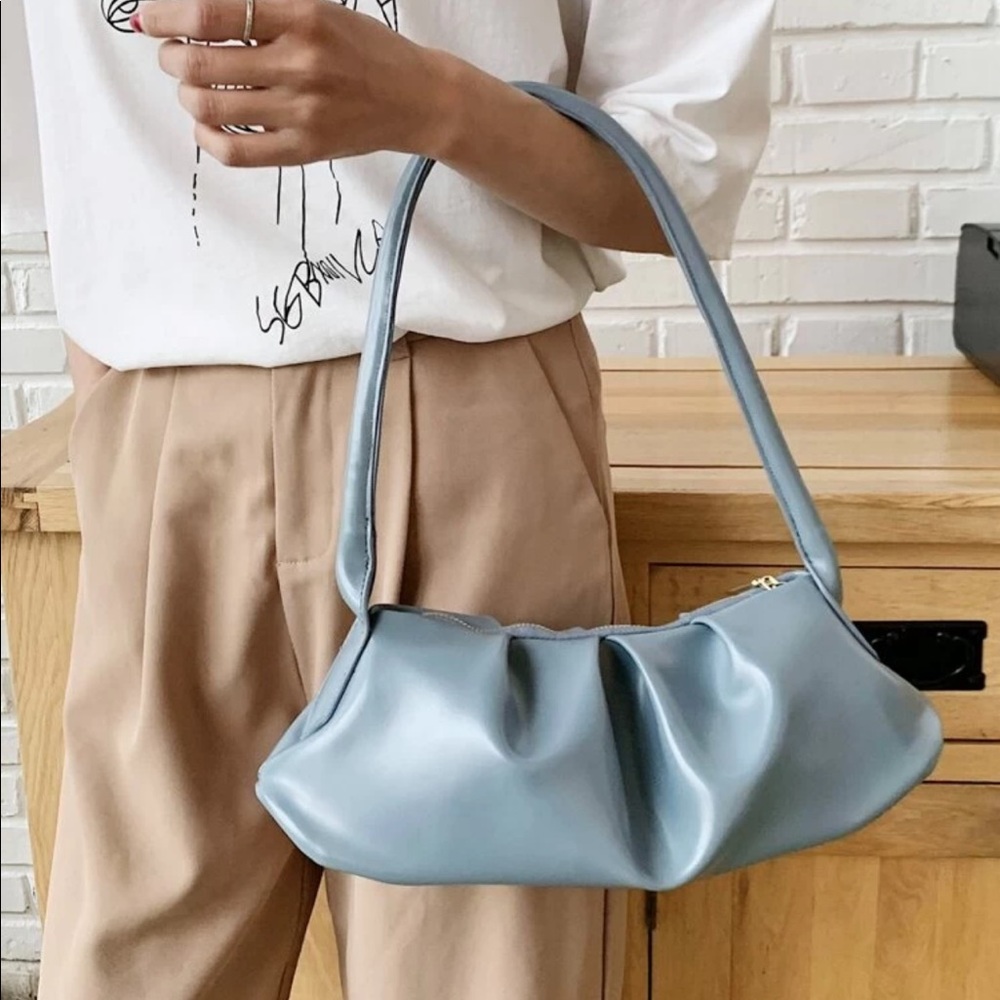 Baby Blue Ruched Tote Bag #NWT!